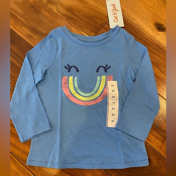 Cat & Jack Other - NEW Cat & Jack Blue Long Sleeve Tee with Rainbow Design